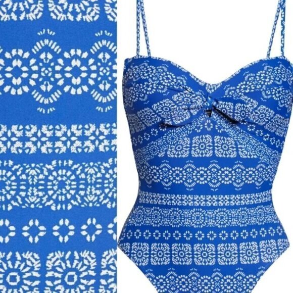 Robin Piccone Front Tie One-Piece Swimsuit Cornflower 6 NWT - Picture 4 of 13